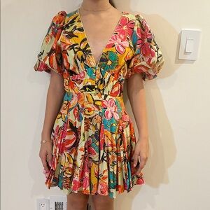 HEMANT & NANDITA Colorful Floral Mini Dress